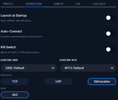 Optional Settings – VPNUK