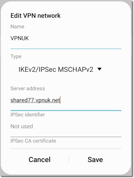 Click to enlarge IKEv2 Android VPN UK